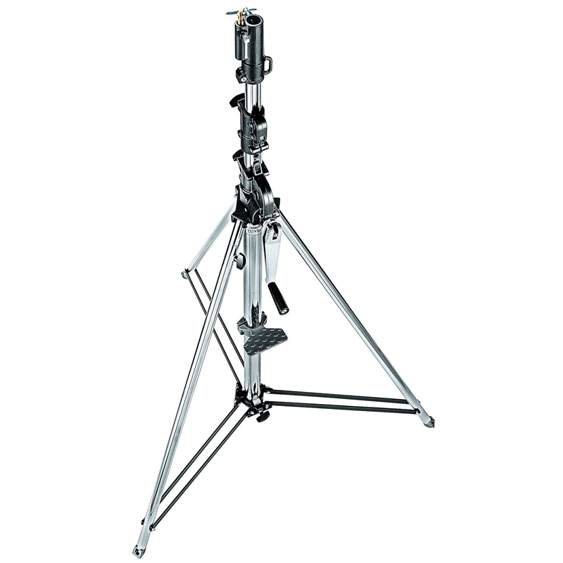 083NW - Wind up steel chrome stand, 1 risers, 167/370 cm, 28-16 mm socket, 45 kg load