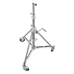 B6029X - Super wind up stainless steel stand with wheels, 3 risers, 140-290cm, 28mm socket , 80 kg load